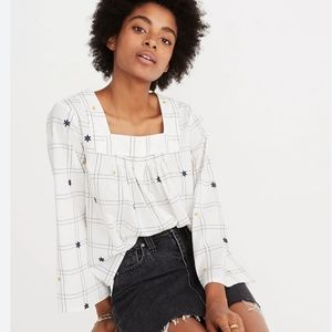 Madewell square neck embroidered top